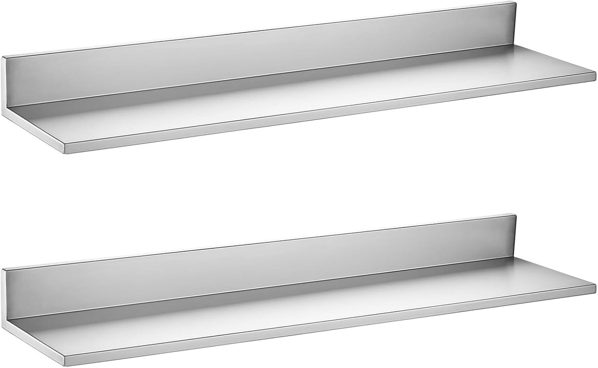 Stainless Steel Shelf 8.6" x 36" 2-Pack Wall Mount Floating Shelf