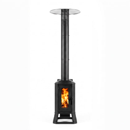 Wood Pellet Outdoor Patio Heater, 70,000 BTU, with Glass Viewing Window