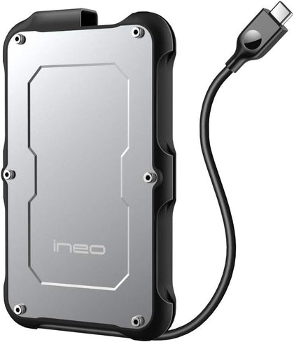 2.5" USB 3.1 Gen 2 Type-C Rugged Waterproof & Shockproof External Hard Drive Enclosure for 9.5mm & 7mm SATA HDD/SSD