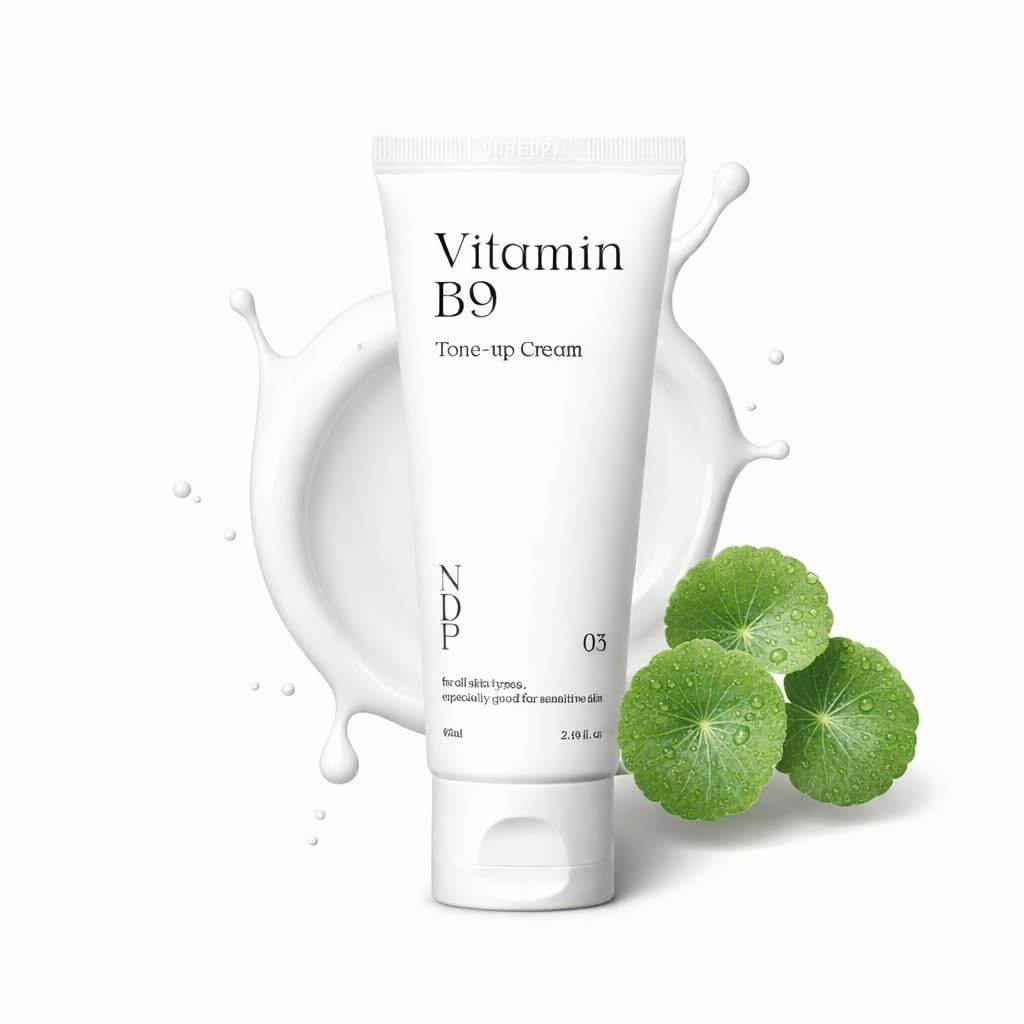 NDP Vitamin B9 Tone-up Cream, Silicone Free Face Primer for Pore Minimizing, 95% Pure Cica Extract, Breathable Skin