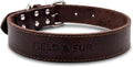 Full Grain Leather Dog Collar – Outdoor Dog Collar with Reinforced Stitching, Nickel Hardware, Adjustable Fit for