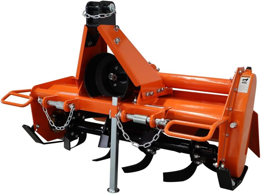 3-Point Rotary Tiller, 37-Inch PTO Cultivator for Cat 1 Tractors | 540 RPM Gearbox with Replaceable L-Shaped Tines