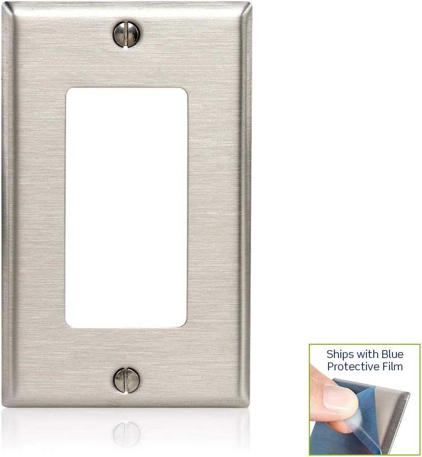 Leviton 1-Gang Decora/GFCI Oversized Wallplate, SO26, Stainless Steel