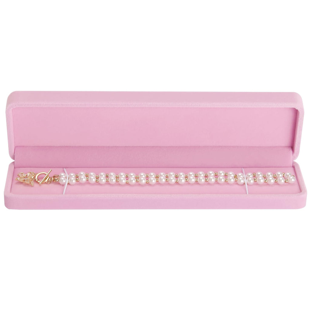 2 Pieces Long Velvet Chain Necklace Gift Box Set, Bracelet Storage Case, Jewellry Display Box for Wedding
