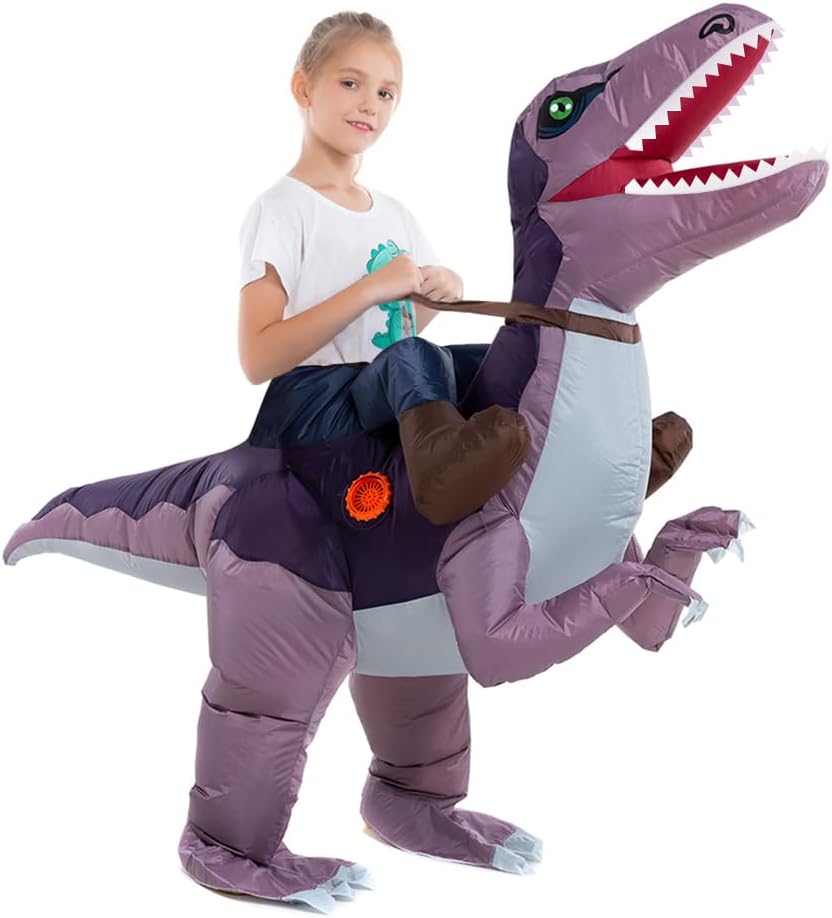Inflatable Child Dinosaur Costume, Ride on Cosplay Boys Girls | 360 Degree Detailed 3D Design, Durable Fabric