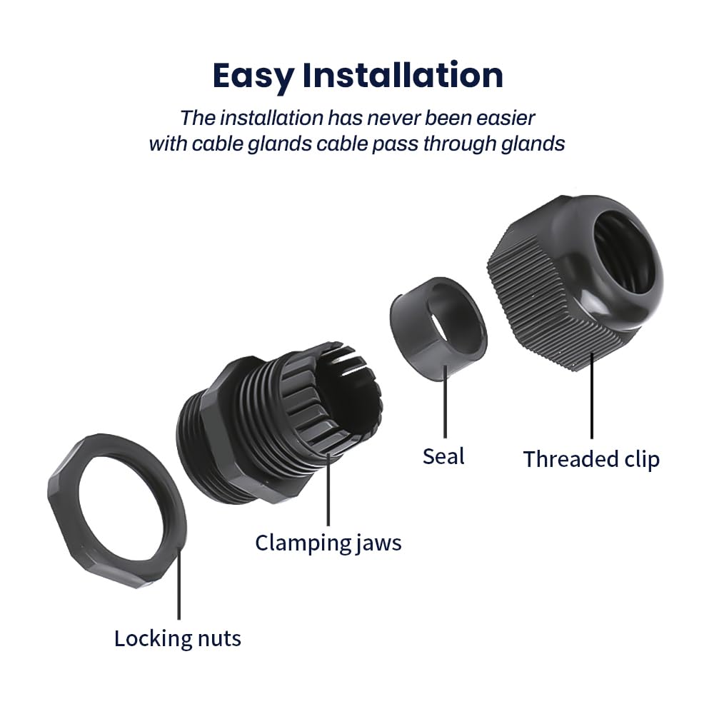 BORDSTRACT 10Pcs M16x1.5 Black Cable Gland
