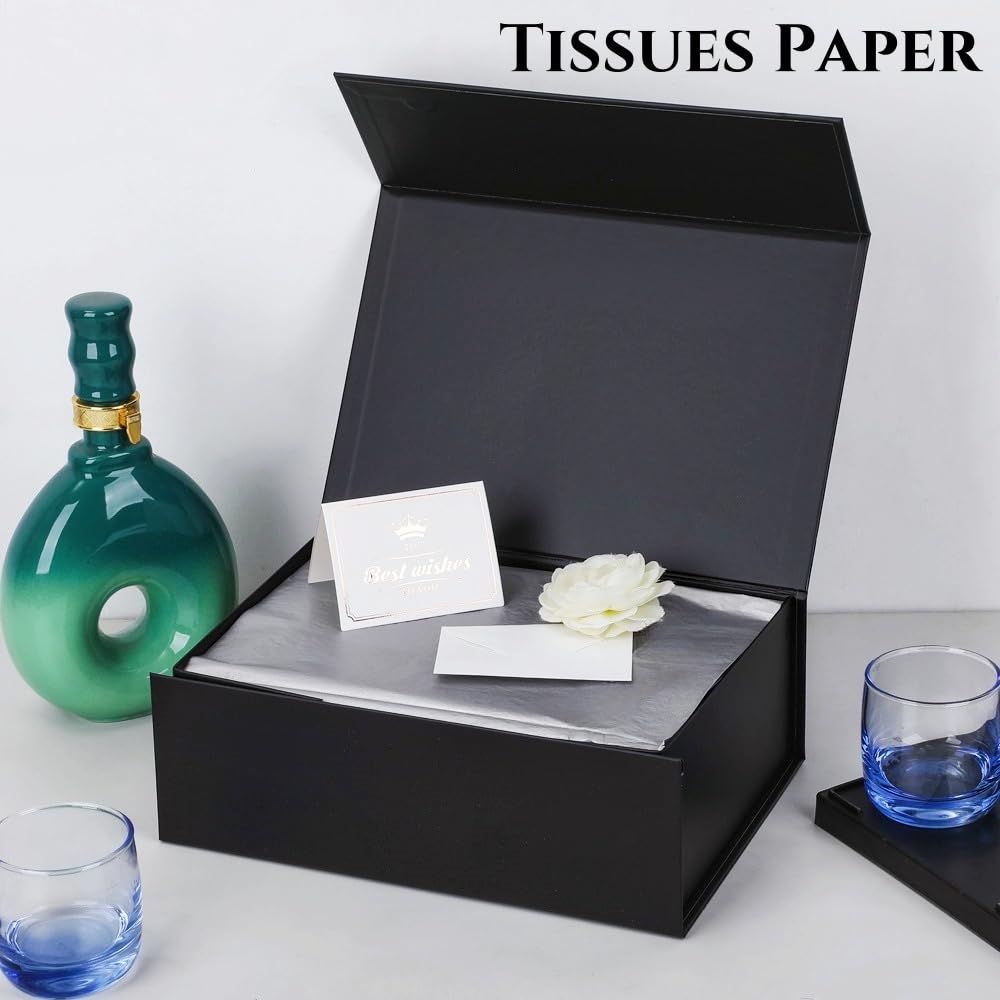 1 Pcs Black Gift Box 9.5x6x3 Inch with Magnetic Lid