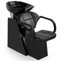 Shampoo Bowl Backwash Barber Chair Ceramic Bowl (Black) | Adjustable Bowl, Sink W/Rubber Headrest, Salon Beauty Spa