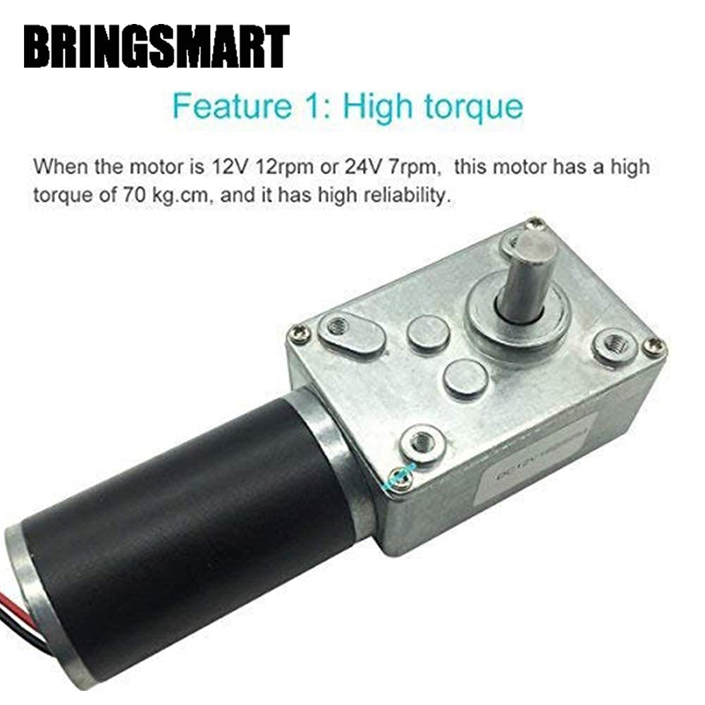 BRINGSMART 24V 80rpm DC Worm Gear Motor Self-Locking Mini Engine Turbine