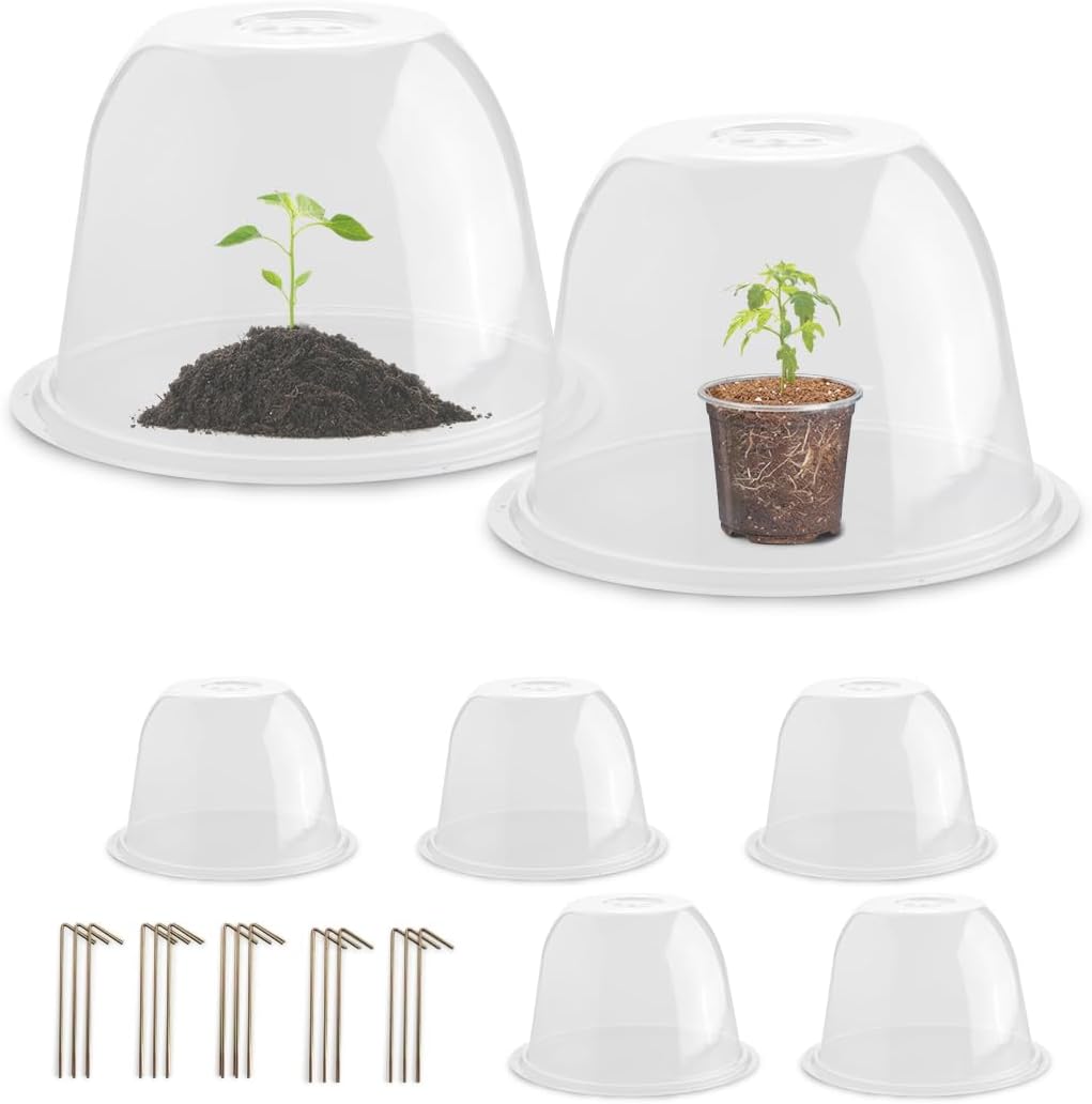10" D × 6.7" H Plant Protectors from Animals, Garden Cloches for Seedlings Nursery Pots, Durable Humidity Domes with