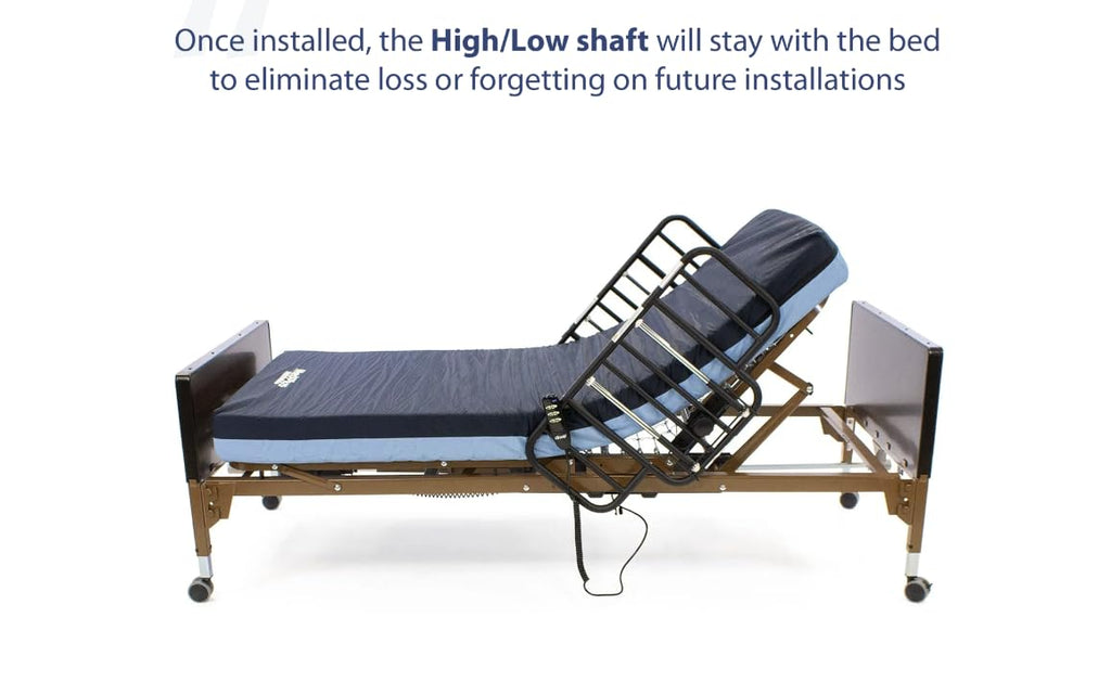 Semi-Electric Hospital Bed for Home Use – Adjustable Medical Bed with Foam Mattress & Half Rails Included, Quiet