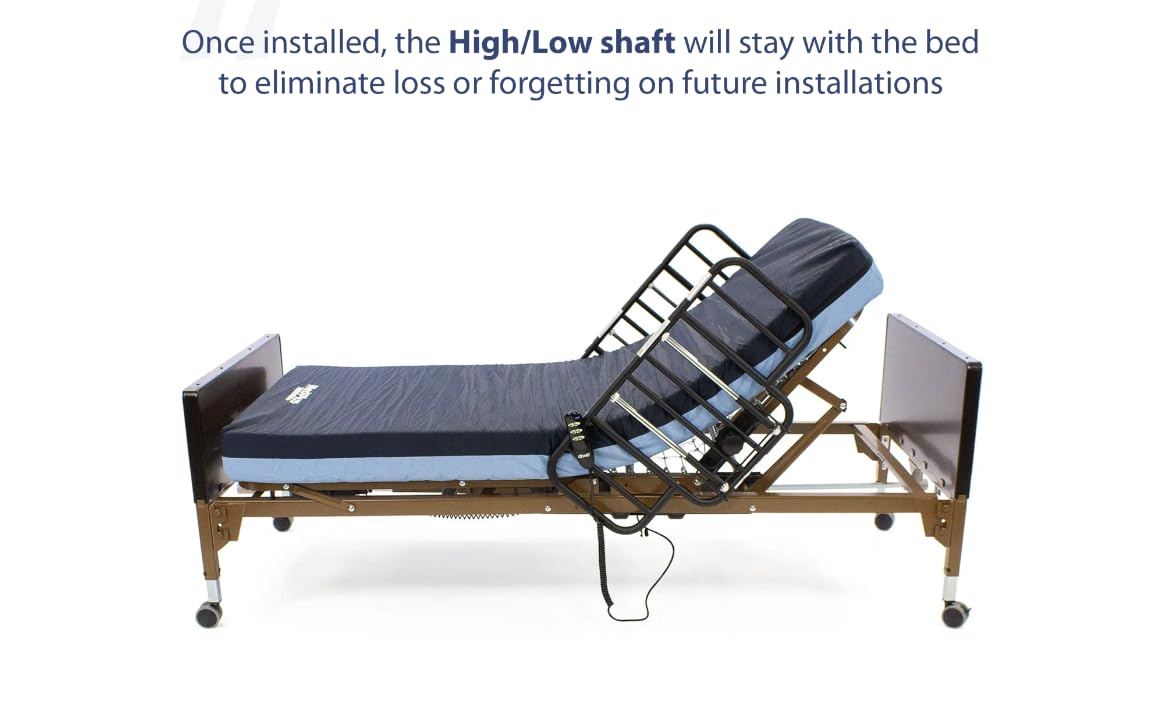 Semi-Electric Hospital Bed for Home Use – Adjustable Medical Bed with Foam Mattress & Half Rails Included, Quiet
