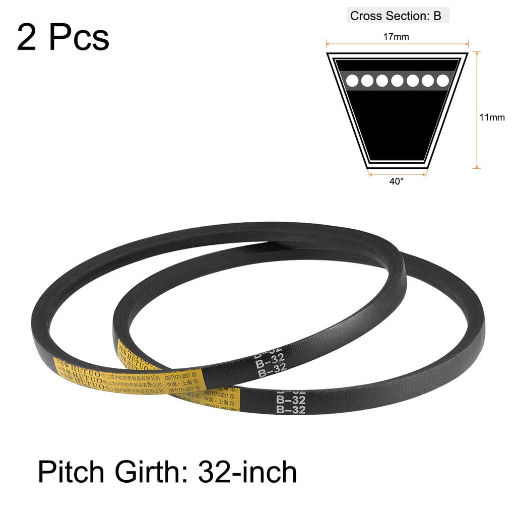 uxcell B32 V-Belts 32" Pitch Length, B-Section Rubber Drive Belt 2pcs