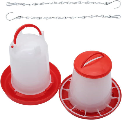 Chicken Feeder and Waterer Kit,1.5KG Feeder and 1.5L Waterer | 2-in-1 Chick Starter Set with 2 Hanging