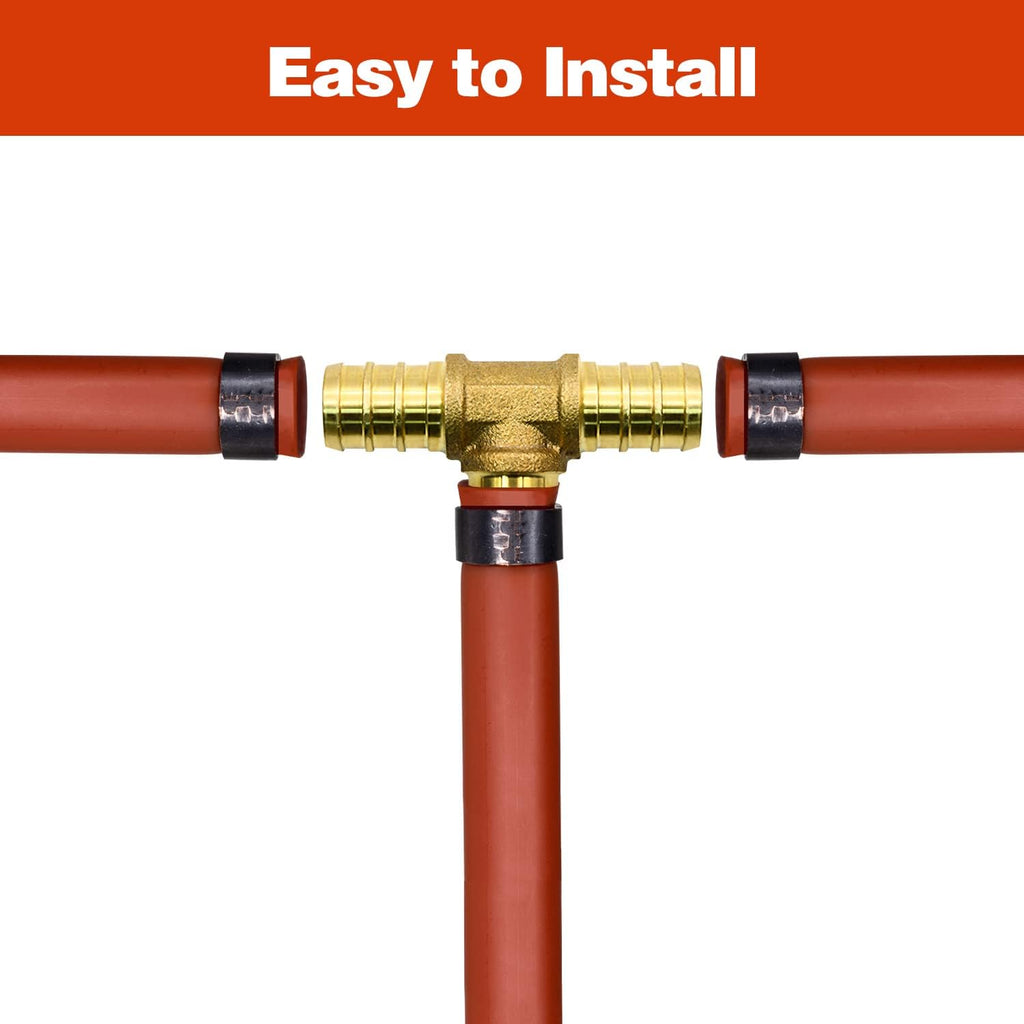 25 Pack 1/2" PEX Fittings, PEX Tee Fittings, Brass PEX Fittings