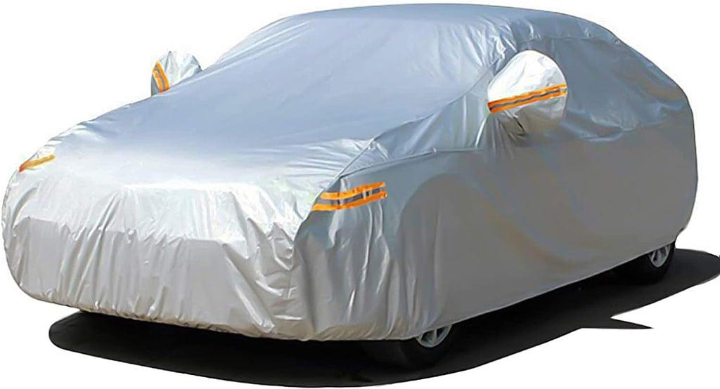 Car Cover with Zipper, 2 Layer Full Car Covers Waterproof/UV Protection/Snowproof/Dustproof, Universal Car Cover (Fit