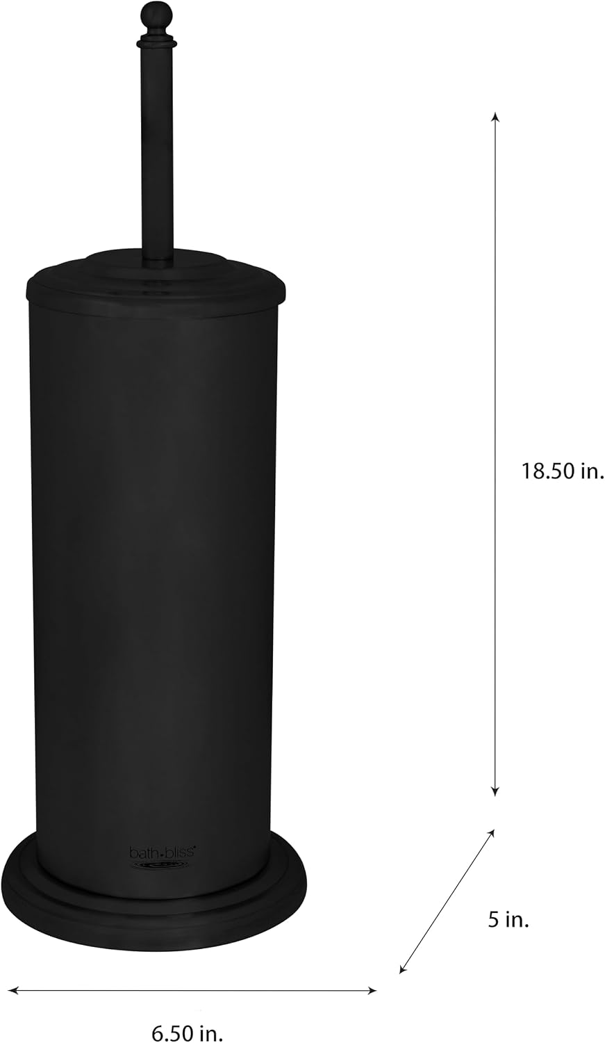 Trash Can, Toilet Brush and Plunger 3 Piece Bathroom Set in Matte Black