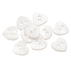 10Pcs Natural Shell Button, 2 Hole 11.5mm Heart Shape, White