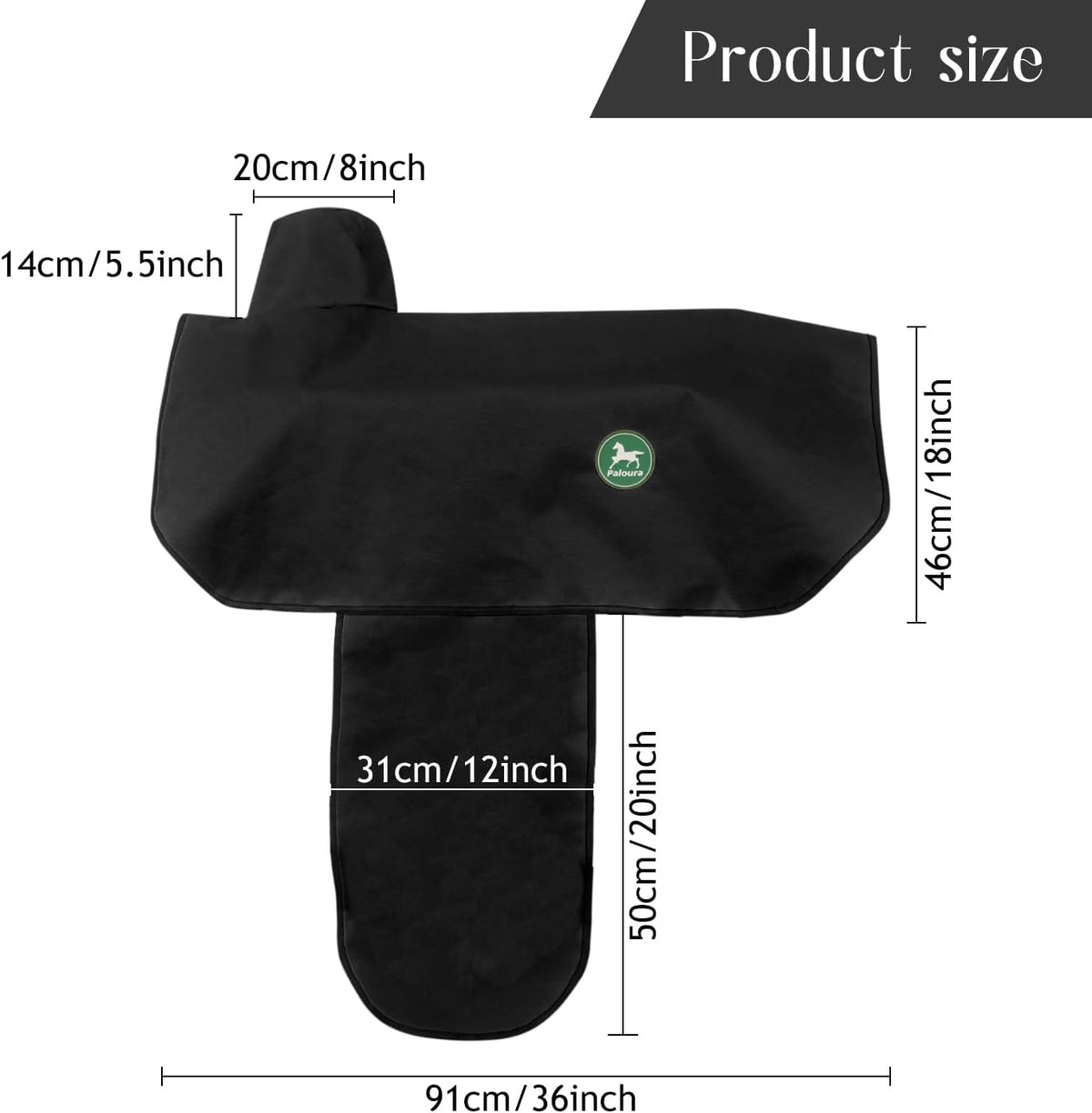 Western Saddle Cover with 6 Elastic Straps（Black）