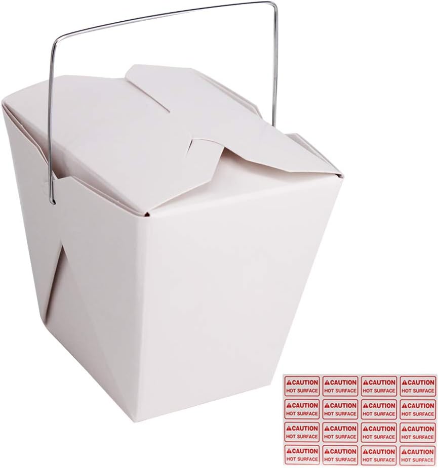 50 Pack 16oz/1 Pint Chinese Take Out Boxes, Paper Food Containers