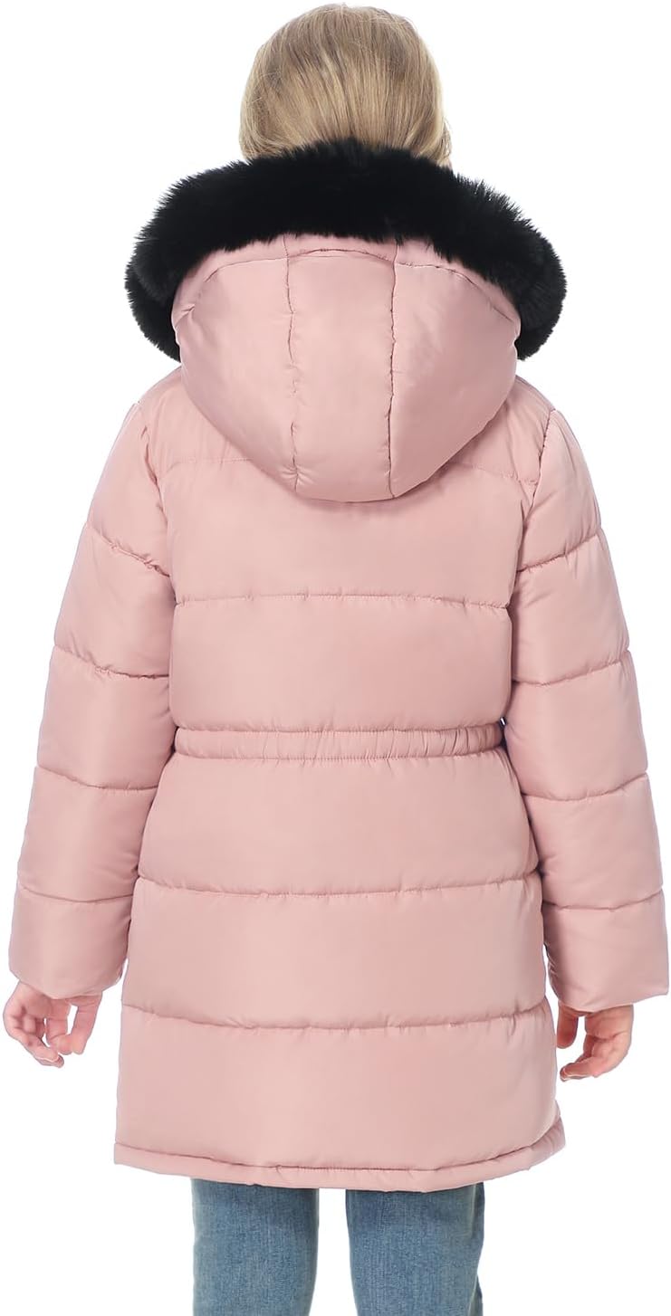 Girl's Winter Long Coat Parka Warm Hooded Puffer Jackets | Waterproof Polyester, Windproof Full Zipper, Ribbed Cuffs