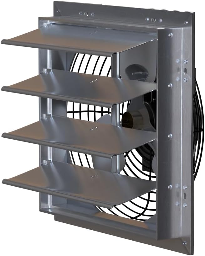 Hessaire 16SF4V75C Exhaust Fan, 16 Inch, 1400 CFM, Shutter Mount, Variable Speed Capable, Corrosion Resistant, Quiet Operating, Fully Assembled