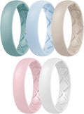 Women's Engagement Rings, Silicone Inner Arc Ergonomic Breathable Design with half sizes, Rubber Wedding Band