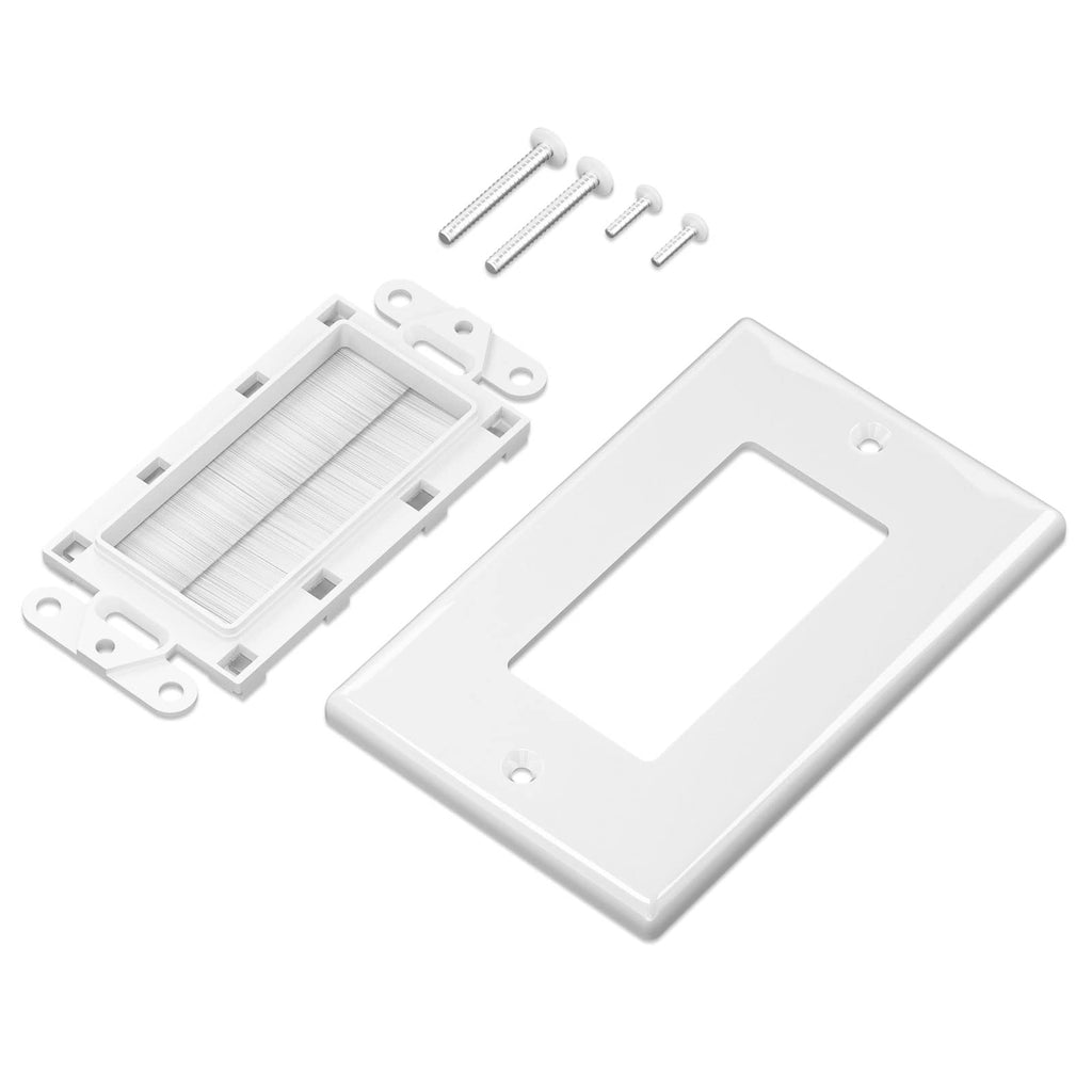 iwillink Brush Wall Plate (10 Pack), Cable Pass Through Plate, White