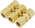 Hooshing 3PCS Brass Compression Tube Fitting 3/8" OD x 3/8" OD Connector