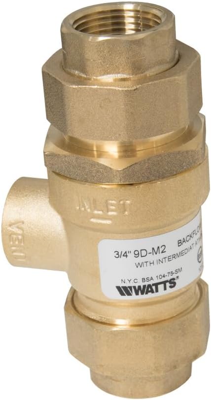 Watts 9D 3/4" Brass Dual Check Valve Backflow Preventer Union Female NPT