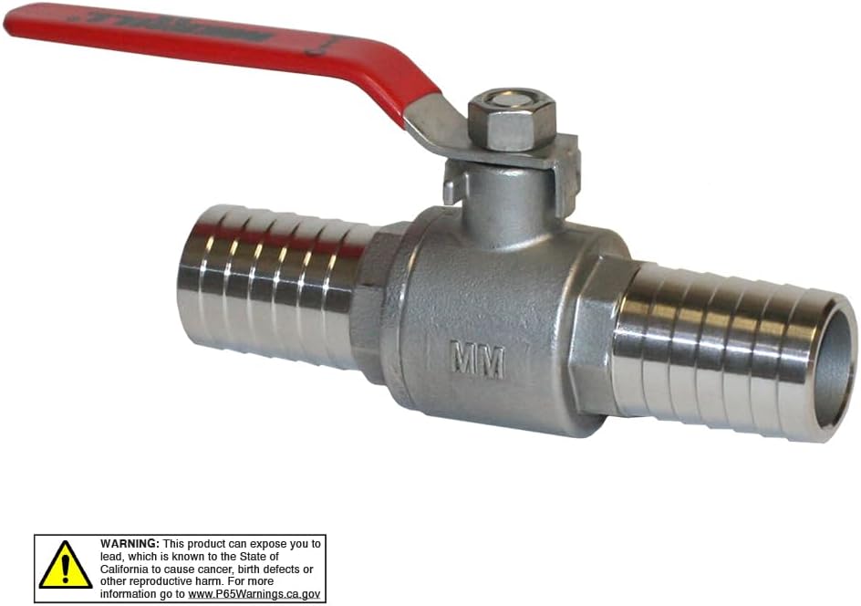 Merrill MFG SSVI75 3/4" Stainless Steel Ball Valve for PE Pipe, Full Port Shut-off, Construction Grade 304 Stainless Steel