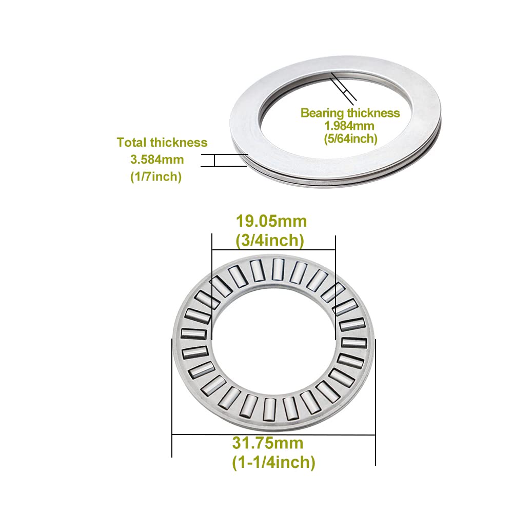 4 Sets NTA1220 +2TRA Thrust Needle Roller Bearings with Washers, 3/4" Bore, 1-1/4" OD, 5/64" Width