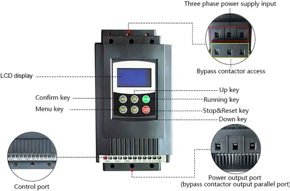ATO 10hp 220V Soft Starter, Three Phase Motor Soft Starters AC 220V 3-Phase AC Motor Soft Starter 7.5 kW 30A