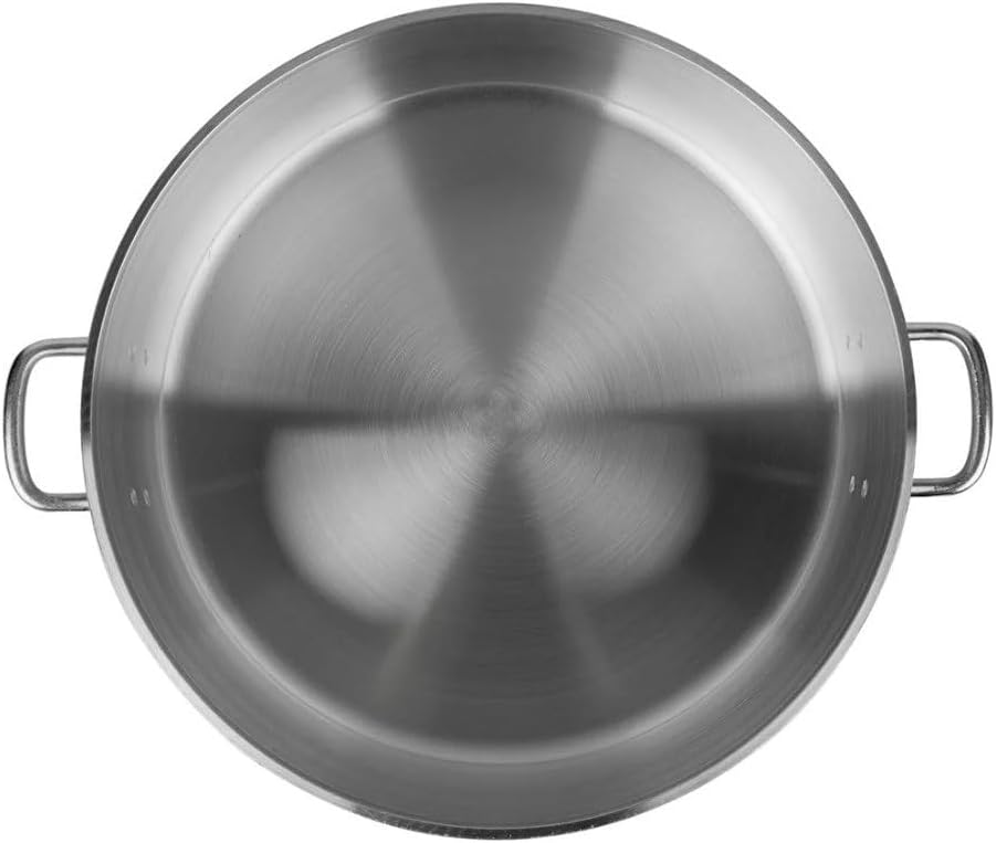 24 qt. Aluminum Brazier with Riveted Handles Medium Weight 4 mm Thickness - Brazier Pot Cookware Perfect for Roasting