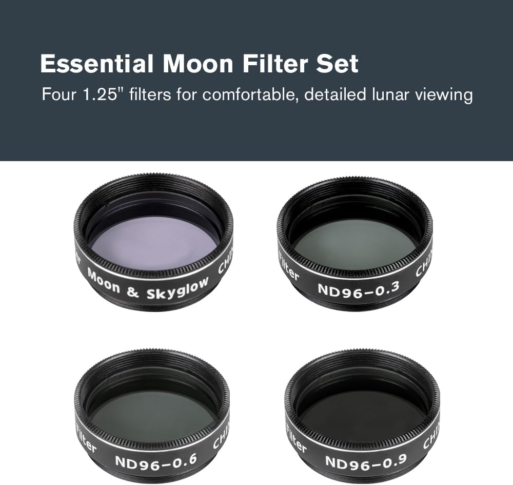 Moon Filter Set – Neutral Density & Sky Glow Filters – Moon Map | Complete Moon Filter Kit with Moon Map, Reduce
