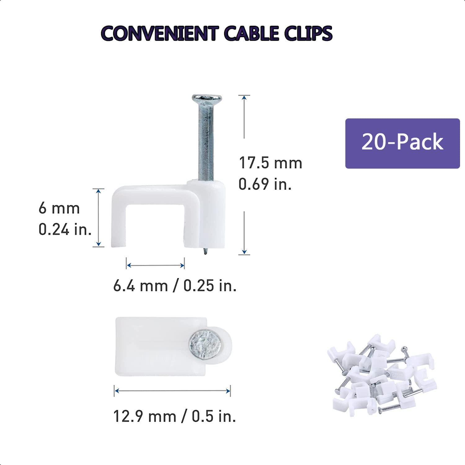 Cat 6 Ethernet Cable 50 ft White - Flat Internet Network LAN Patch Cords – Solid Cat6 High Speed Computer Wire with