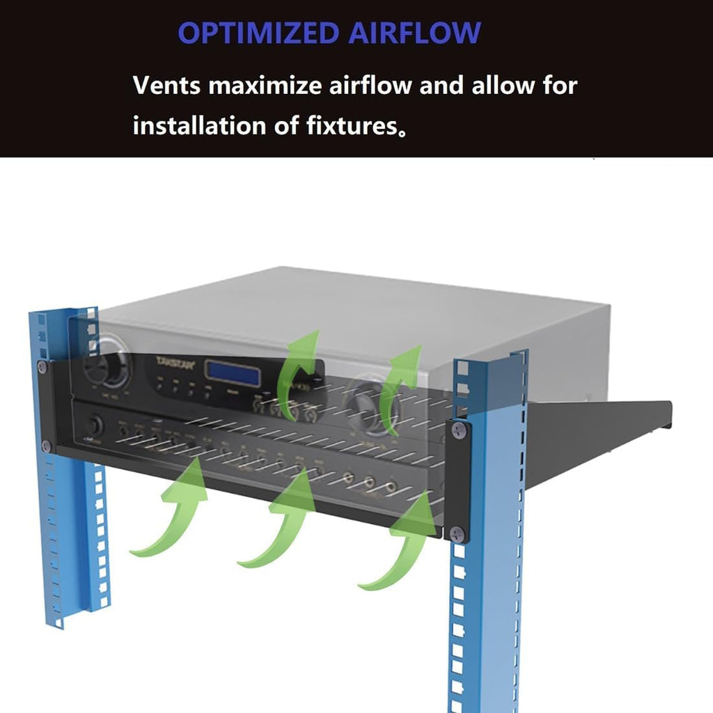 2U Vented Server Rack Shelf- Deep Adjustable 16-20"