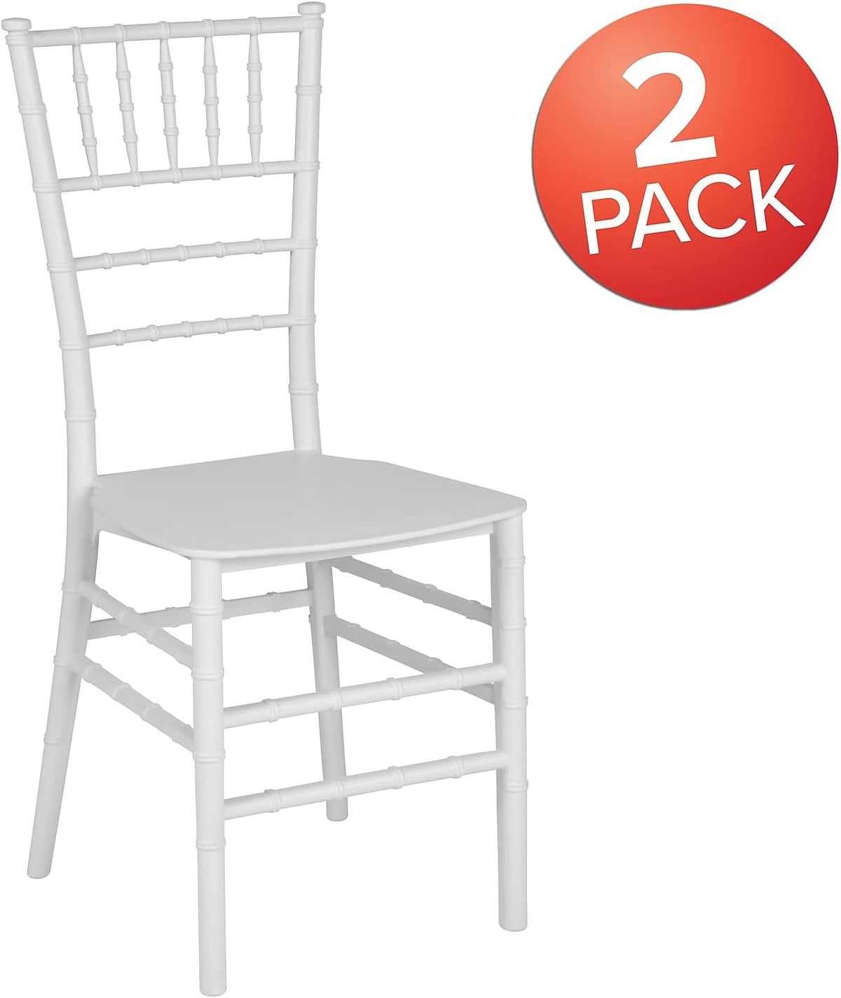 2 Pack HERCULES PREMIUM Series White Resin Stacking Chiavari Chair