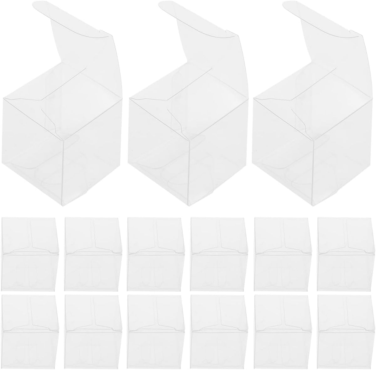 25 Pack Clear Plastic Packaging Boxes 1.57 Inch Square Transparent Candy Gift Boxes for Wedding Party Favor Storage