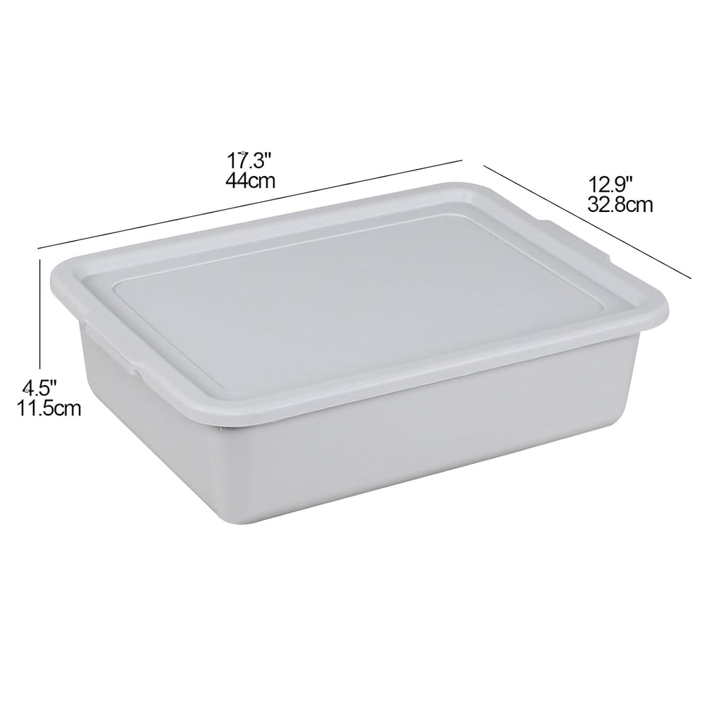 3-Pack Plastic Bus Tub, 13 L Plastic Meat Lug with Lid, Gray