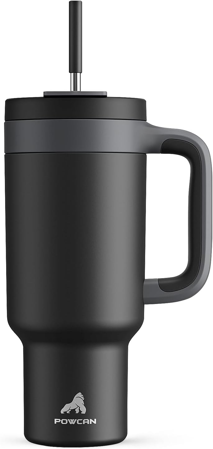 40 oz Tumbler with Handle, 2-in-1 Straw and Sip Lid, Leakproof, Dishwasher Safe, Insulated Stainless Steel Travel