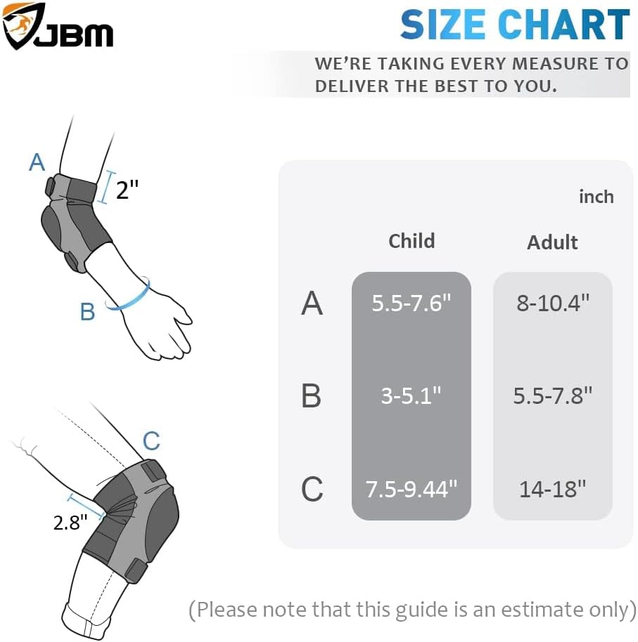Adult & Kids Knee Pads Elbow Pads and Wrist Guards for Inline Skating, Roller Skating, Skateboarding, Scootering