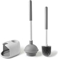 Toilet Plunger & Brush Set, 3-Step Suction Cup, Compact Caddy | Space-Saving Toilet Deep Cleaning Combo with Holder