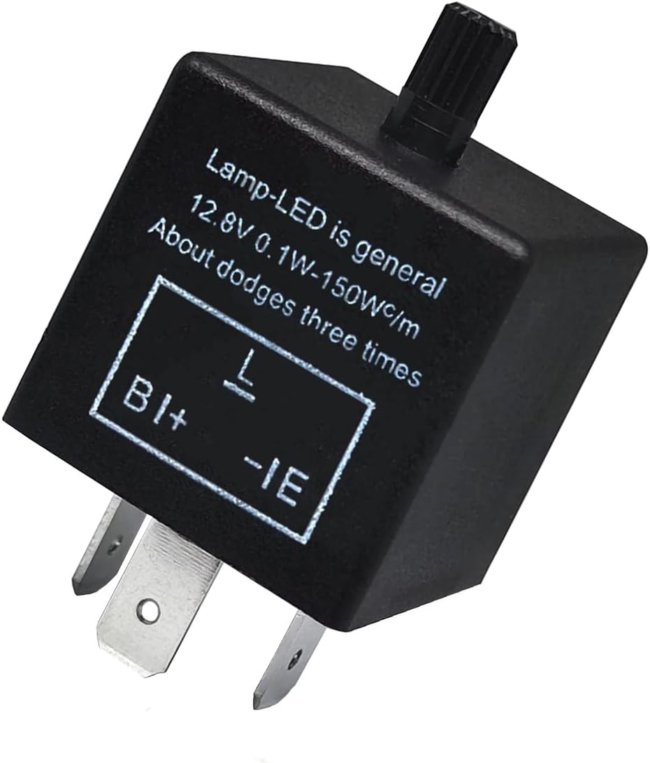 LED Flasher Relay, Three Pin Flame Retardant Fireproof CF13KT Fixed Frequency Solution Adjustable Relay, Replacement Tuning Accessory, Suitable for Most Cars (Black)