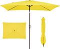 6.5x10 ft Rectangular Patio Umbrellas Outdoor Market Umbrella with Push Button Tilt and Crank, Rectangle Table