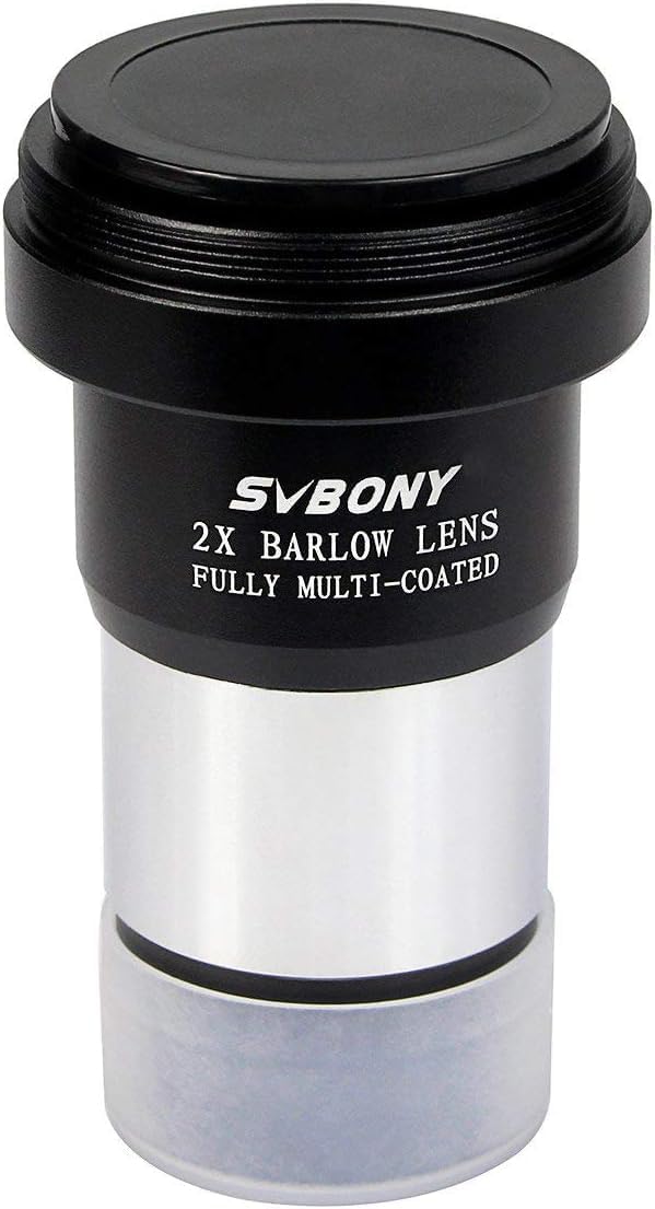 Moon Filter, 1.25" Telescope Filter, Optical Glass, Aluminum Housing with Barlow Lens 2X, 1.25 inch Barlow Lens with