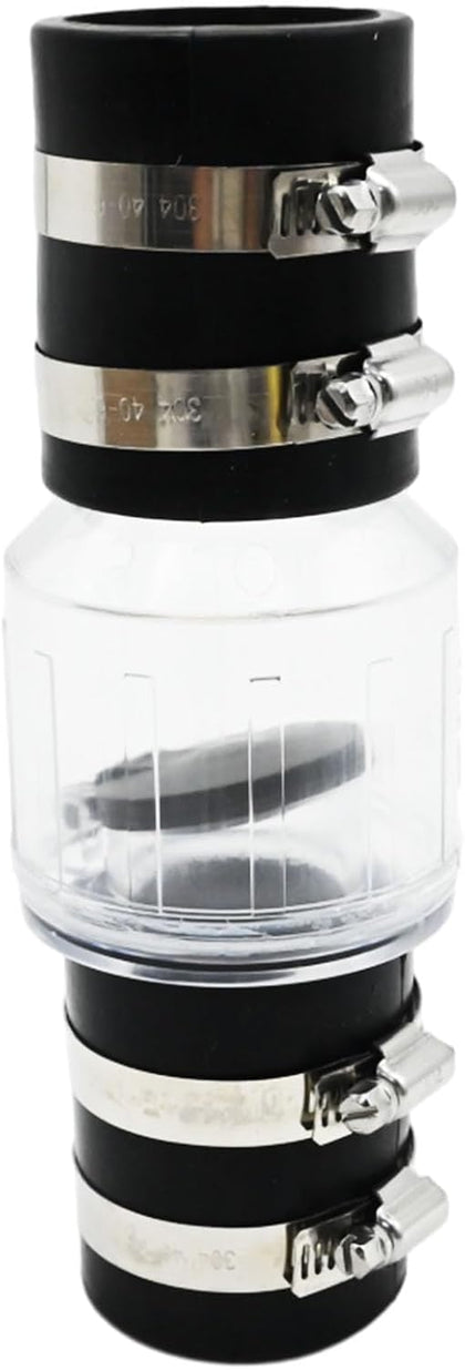 1-1/2" Silent Sump Pump Check Valve with 4 Stainless Steel Clamps, Check Valve Spring Loaded Anti-Backflow Flapper