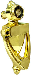 Door Knocker with 180 Degree Viewer, Die-Cast Construction 4" Height, Brass, 1 Pack