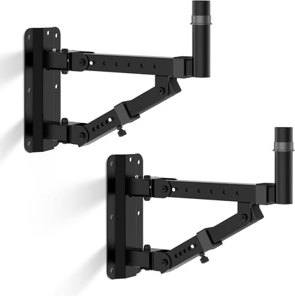 Set of 2 Speaker Wall Mounts PA Wall Speaker Mounting Brackets | 35mm Pole Mount, 180°Swivel, 20°Tilt Adjustable