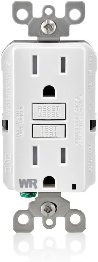 GFWT1-W 15 Amp Self-Test SmartlockPro Slim GFCI Weather-Resistant and Tamper-Resistant Receptacle with LED Indicator